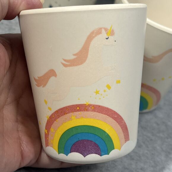 Pillowfort Kid Cups Melamine Set Of 4 Unicorn Rainbow Space Target 8 oz Camping - Picture 8 of 16